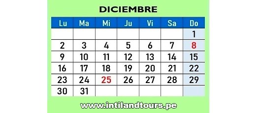 Calendario Diciembre 2019